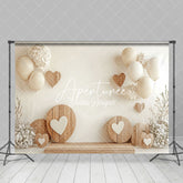 Aperturee - Aperturee White Balloons Floral Wood Heart Valentines Backdrop